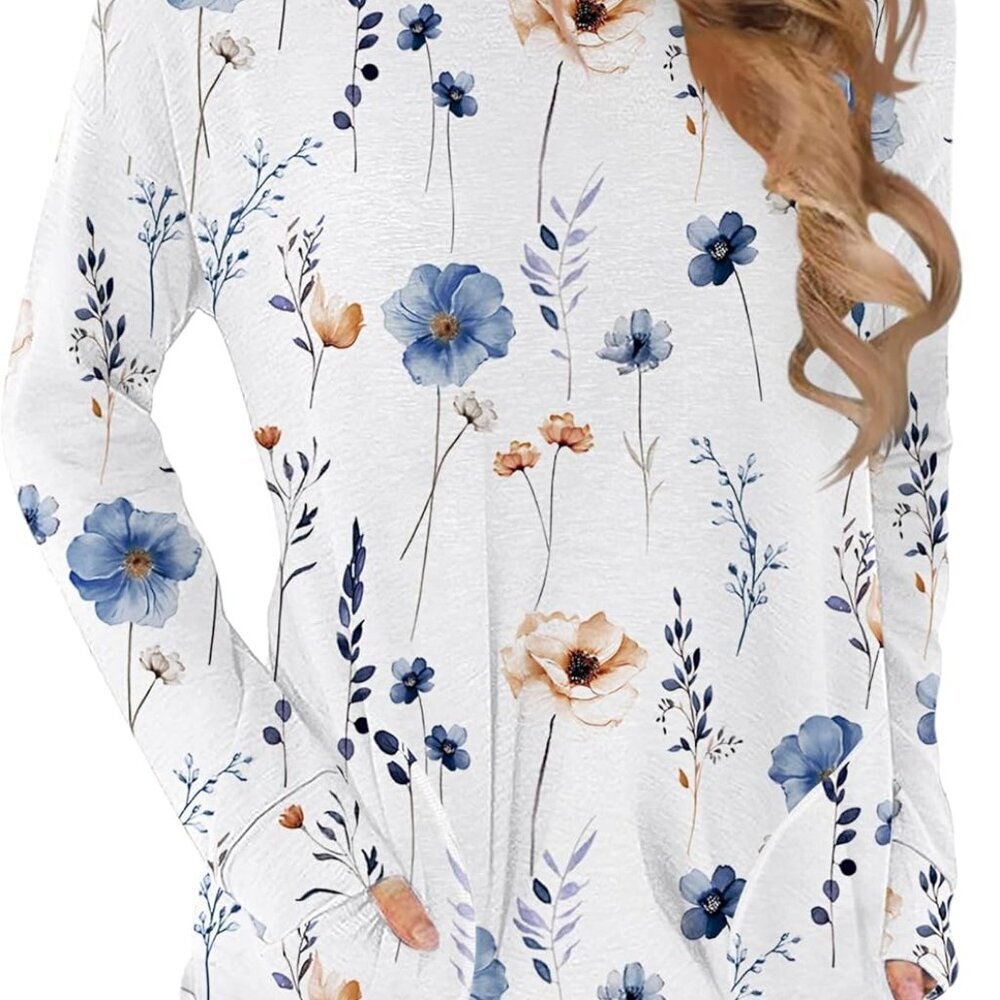 Women's Long Sleeve Shirts Basic Crewneck Blouses Dressy Casual Loose Tunic Tops